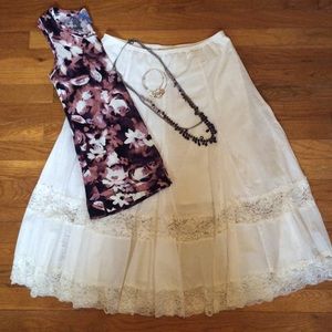 💗 BOGO 💗 White Midi Peasant Boho Gypsy Skirt